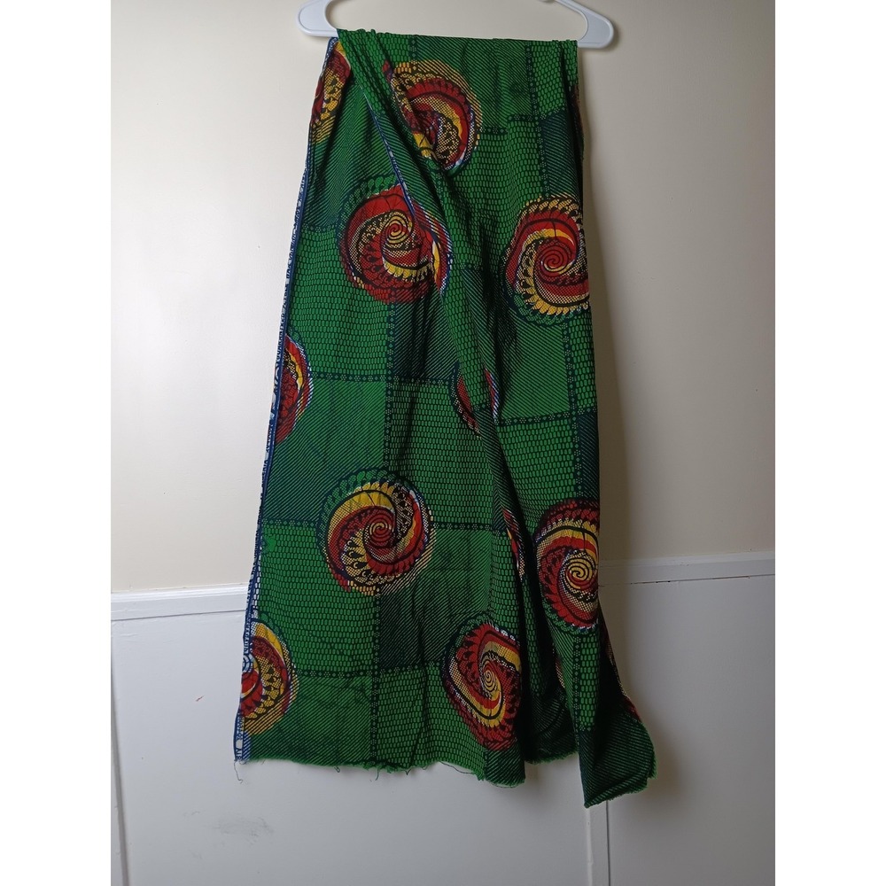 African Wax Print 100% Cotton Green Colorfast Fabric For Dress Quilting